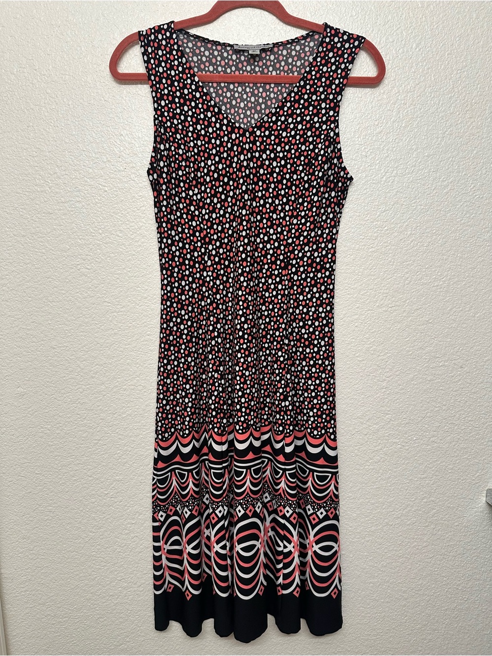 Danny & Nicole Black Dress with Pink and White Pattern
